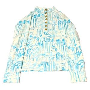 Lilly Pulitzer Womens Small Skipper Captain Blue & White L/S Popover Pullover